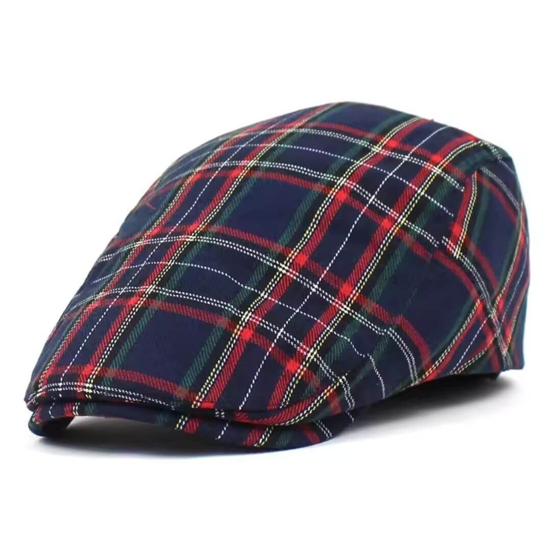 Béret plat en coton à motif tartan | POITIERS