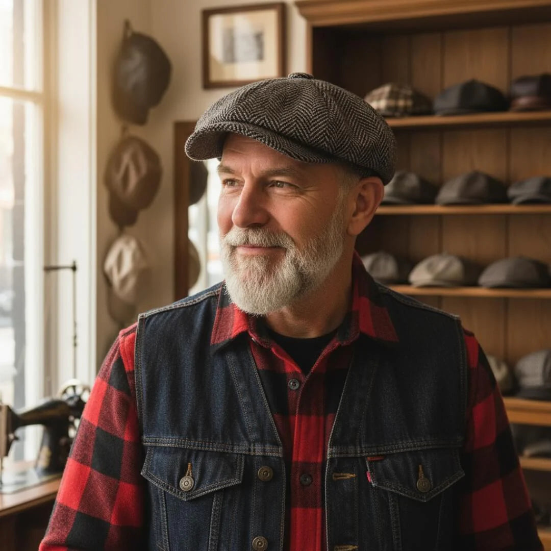 Casquette en mélange de laine à chevrons | REIMS