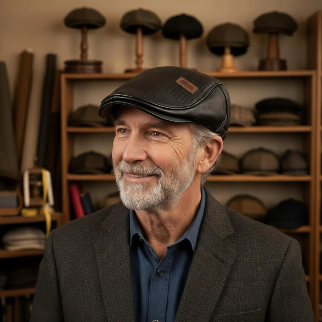 Casquette en cuir à motif quadrillé | ROTTERDAM