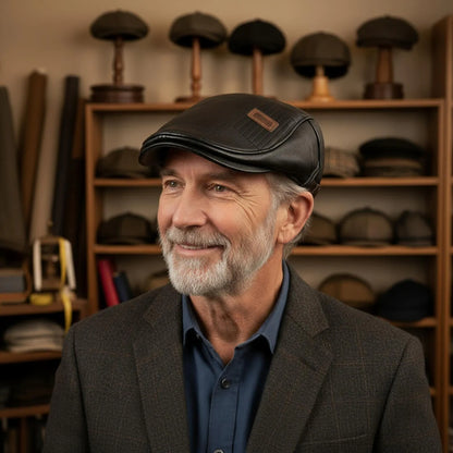 Casquette en cuir à motif quadrillé | ROTTERDAM