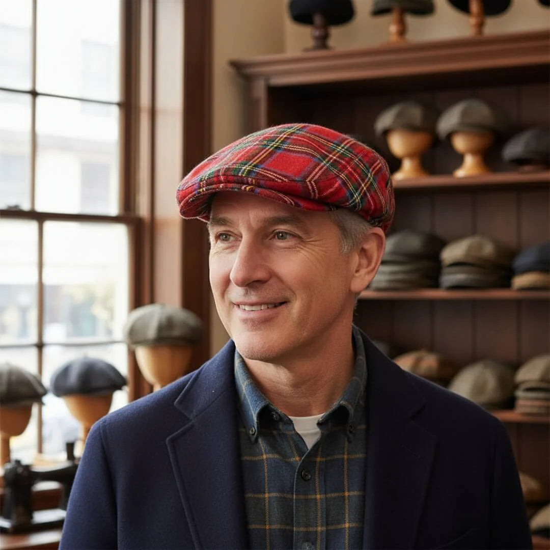 Béret plat en coton à motif tartan | POITIERS