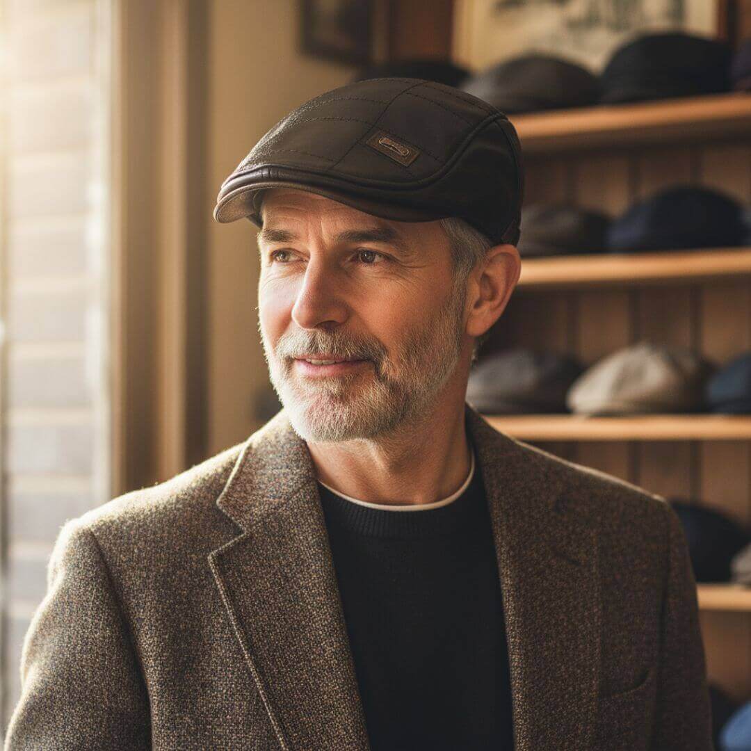 Béret plat en cuir végane | MONTPELLIER