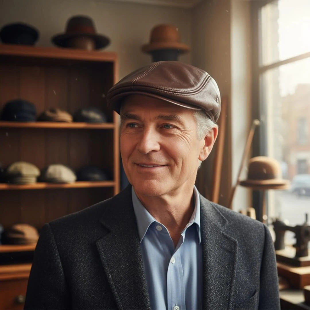 Béret plat en cuir | TURIN