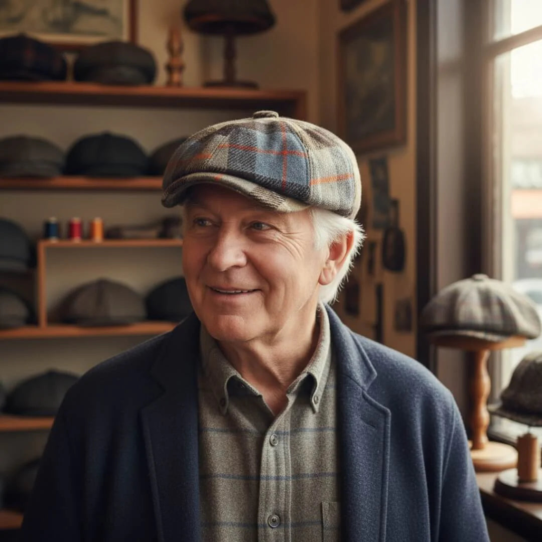 Béret Gavroche en mélange de laine à carreaux | AUXERRE