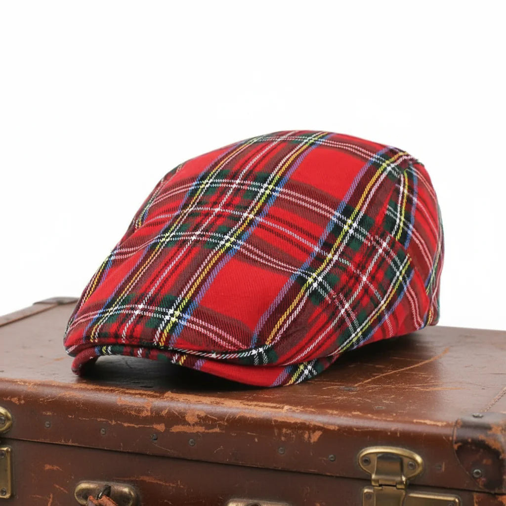 Béret plat en coton à motif tartan | POITIERS