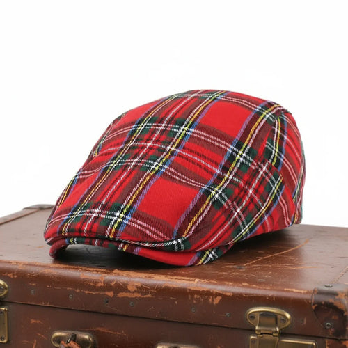 Béret plat en coton à motif tartan | POITIERS